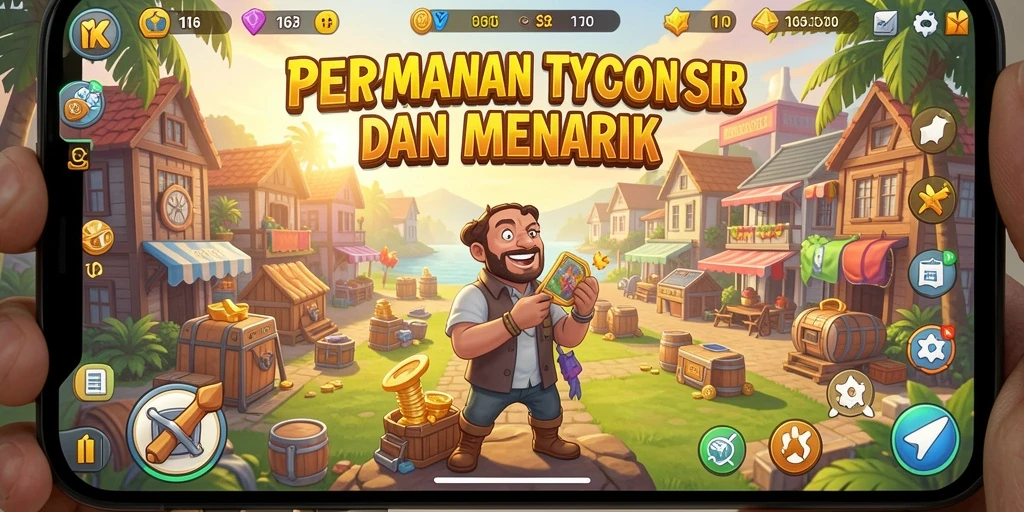 Tampilan gameplay menarik dari 116X dengan mekanik Tycoon.
