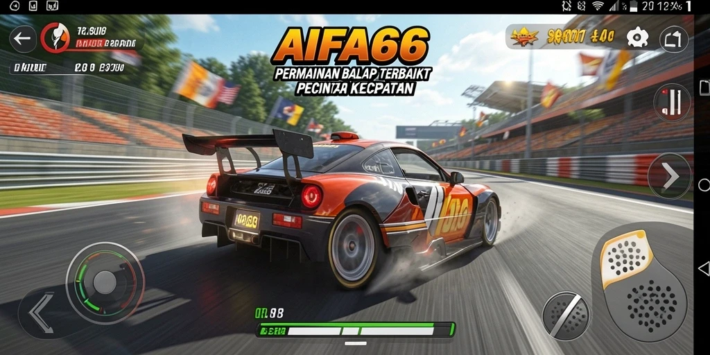 Tampilan gameplay balap yang mendebarkan dan penuh aksi.