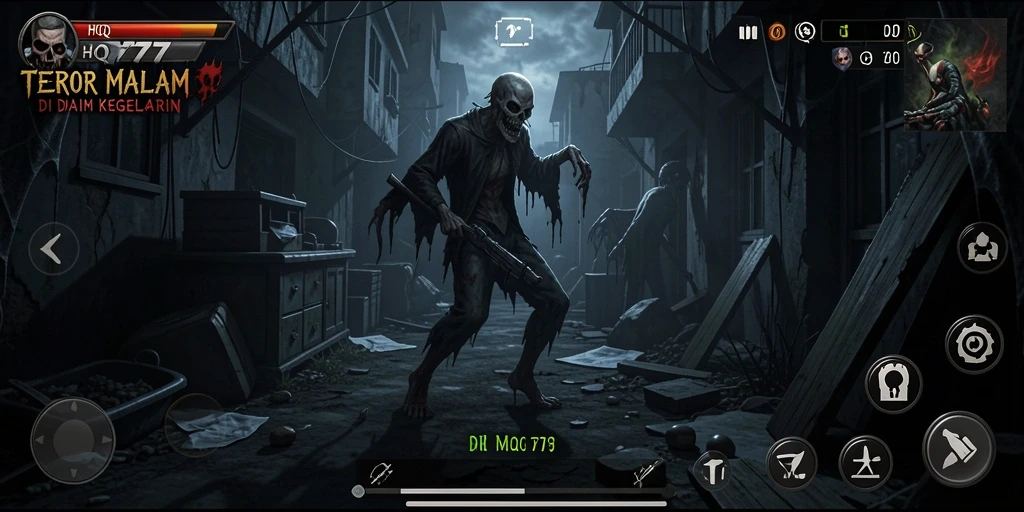 Screenshot momen menegangkan dalam gameplay HQ777.