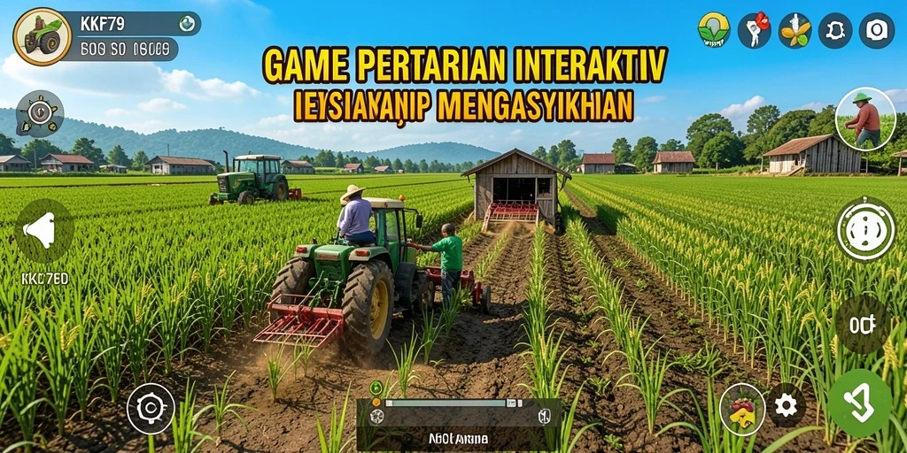 Screenshot gameplay KPK79 menampilkan suasana bertani yang ceria dan interaktif.