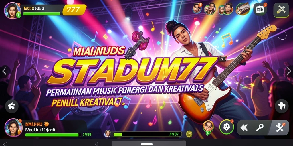 Screenshot gameplay STADIUM77 menampilkan aksi seru permainan musik.