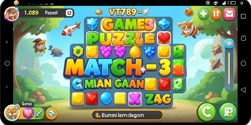 Tampilan screenshot VT789 menampilkan gameplay Match-3 yang mengasyikkan.
