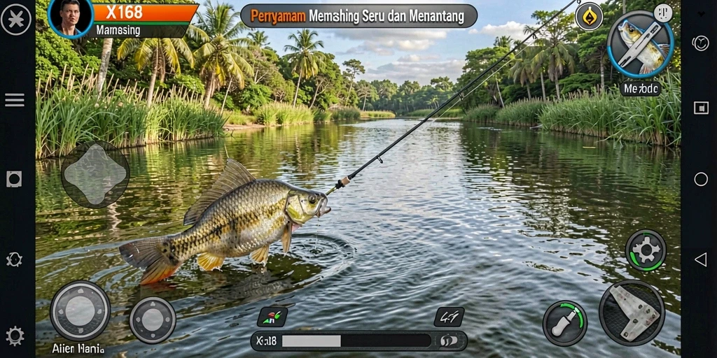 Gameplay seru X168 dengan pengalaman memancing yang menantang.