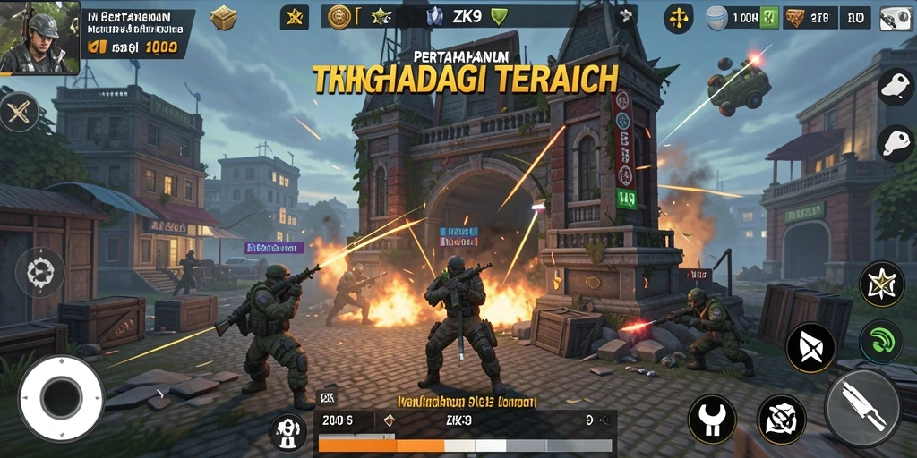 Screenshot gameplay ZK9 menampilkan menara yang berdiri kokoh melawan gelombang musuh.